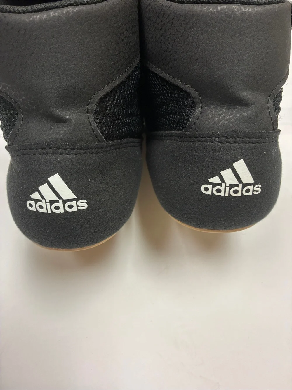adidas Black High-Top wrestling Athletic Shoes with White Stripes